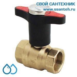 14677 HERZ 1220663 Кран шаровой красная ручка с термометром, DN25, PN25, 0...+120°C, Kvs 55 м3/час, без покрытия
