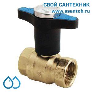 14684 HERZ 1220674 Кран шаровой синяя ручка с термометром, DN32, PN25, 0...+120°C, Kvs 102 м3/час, без покрытия