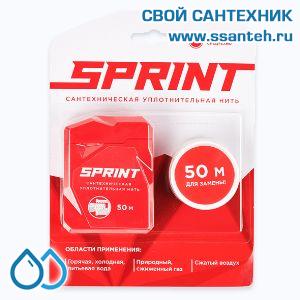 15541 СантехМастерГель Sprint Сантехническая уплотнительная нить, бокс 50 м., + катушка 50 м., блистер
