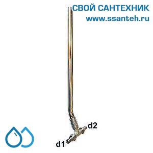 18133 Herz, P551496 Тройник для подключения радиатора под надвижную гильзу с никелированной трубкой переходной, 15-14х2,0-18x2,5-800 мм